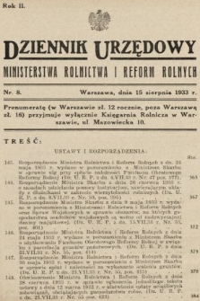 Dziennik Urzędowy Ministerstwa Rolnictwa i Reform Rolnych. 1933, nr 8