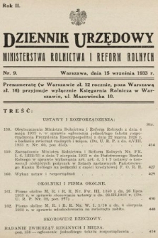 Dziennik Urzędowy Ministerstwa Rolnictwa i Reform Rolnych. 1933, nr 9
