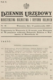 Dziennik Urzędowy Ministerstwa Rolnictwa i Reform Rolnych. 1933, nr 10