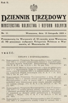 Dziennik Urzędowy Ministerstwa Rolnictwa i Reform Rolnych. 1933, nr 11