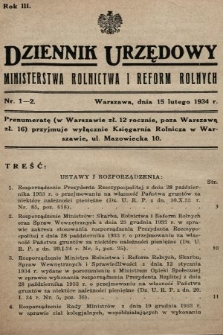Dziennik Urzędowy Ministerstwa Rolnictwa i Reform Rolnych. 1934, nr 1