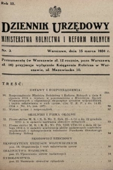 Dziennik Urzędowy Ministerstwa Rolnictwa i Reform Rolnych. 1934, nr 3