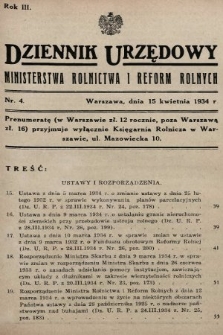 Dziennik Urzędowy Ministerstwa Rolnictwa i Reform Rolnych. 1934, nr 4
