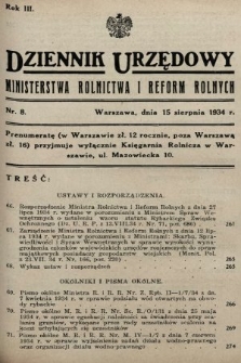 Dziennik Urzędowy Ministerstwa Rolnictwa i Reform Rolnych. 1934, nr 8
