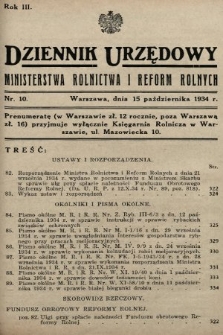Dziennik Urzędowy Ministerstwa Rolnictwa i Reform Rolnych. 1934, nr 10