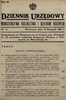 Dziennik Urzędowy Ministerstwa Rolnictwa i Reform Rolnych. 1934, nr 11