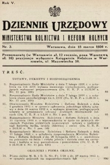 Dziennik Urzędowy Ministerstwa Rolnictwa i Reform Rolnych. 1936, nr 3