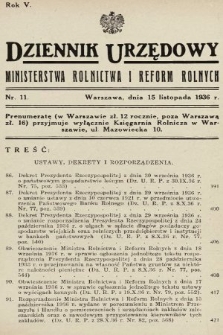 Dziennik Urzędowy Ministerstwa Rolnictwa i Reform Rolnych. 1936, nr 11