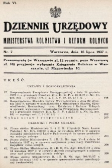 Dziennik Urzędowy Ministerstwa Rolnictwa i Reform Rolnych. 1937, nr 7