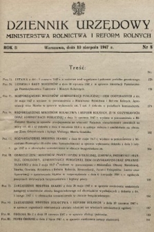 Dziennik Urzędowy Ministerstwa Rolnictwa i Reform Rolnych. 1947, nr 8