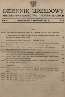 Dziennik Urzędowy Ministerstwa Rolnictwa i Reform Rolnych. 1947, nr 9
