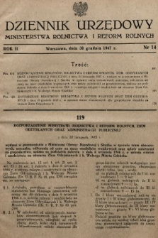 Dziennik Urzędowy Ministerstwa Rolnictwa i Reform Rolnych. 1947, nr 14