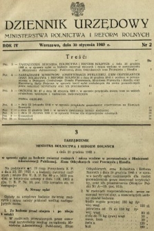 Dziennik Urzędowy Ministerstwa Rolnictwa i Reform Rolnych. 1949, nr 2