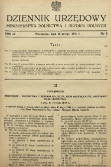 Dziennik Urzędowy Ministerstwa Rolnictwa i Reform Rolnych. 1949, nr 3