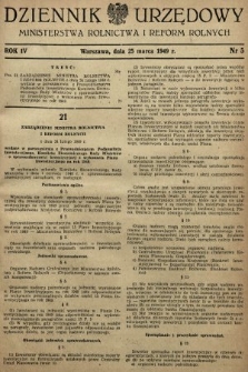Dziennik Urzędowy Ministerstwa Rolnictwa i Reform Rolnych. 1949, nr 5