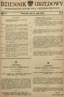 Dziennik Urzędowy Ministerstwa Rolnictwa i Reform Rolnych. 1949, nr 8