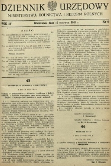 Dziennik Urzędowy Ministerstwa Rolnictwa i Reform Rolnych. 1949, nr 9
