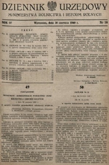 Dziennik Urzędowy Ministerstwa Rolnictwa i Reform Rolnych. 1949, nr 10