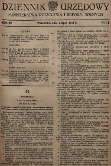 Dziennik Urzędowy Ministerstwa Rolnictwa i Reform Rolnych. 1949, nr 11