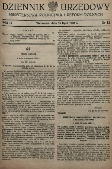 Dziennik Urzędowy Ministerstwa Rolnictwa i Reform Rolnych. 1949, nr 12