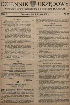 Dziennik Urzędowy Ministerstwa Rolnictwa i Reform Rolnych. 1949, nr 13