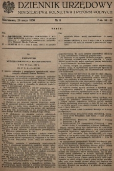 Dziennik Urzędowy Ministerstwa Rolnictwa i Reform Rolnych. 1950, nr 8