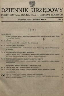 Dziennik Urzędowy Ministerstwa Rolnictwa i Reform Rolnych. 1945/1946, nr 5