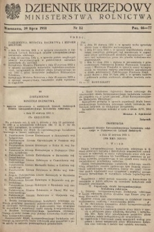 Dziennik Urzędowy Ministerstwa Rolnictwa. 1951, nr 12