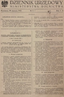 Dziennik Urzędowy Ministerstwa Rolnictwa. 1952, nr 1