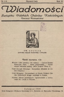 Wiadomości Związku Polskich Chorów Kościelnych Diecezji Katowickiej. 1939, nr 1/2