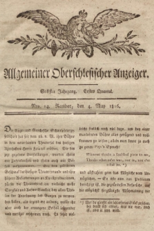 Allgemeiner Oberschlesischer Anzeiger : Blätter zur Besprechung und Förderung provinzieller Interessen zur Belehrung und Unterhaltung. 1816, nr 14
