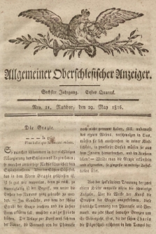 Allgemeiner Oberschlesischer Anzeiger : Blätter zur Besprechung und Förderung provinzieller Interessen zur Belehrung und Unterhaltung. 1816, nr 21