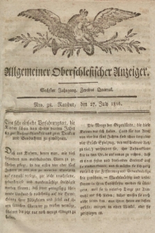 Allgemeiner Oberschlesischer Anzeiger : Blätter zur Besprechung und Förderung provinzieller Interessen zur Belehrung und Unterhaltung. 1816, nr 38