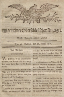 Allgemeiner Oberschlesischer Anzeiger : Blätter zur Besprechung und Förderung provinzieller Interessen zur Belehrung und Unterhaltung. 1816, nr 45