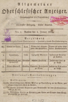 Allgemeiner Oberschlesischer Anzeiger : Blätter zur Besprechung und Förderung provinzieller Interessen zur Belehrung und Unterhaltung. 1832, nr  1