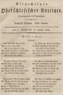 Allgemeiner Oberschlesischer Anzeiger : Blätter zur Besprechung und Förderung provinzieller Interessen zur Belehrung und Unterhaltung. 1832, nr  4