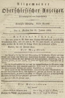 Allgemeiner Oberschlesischer Anzeiger : Blätter zur Besprechung und Förderung provinzieller Interessen zur Belehrung und Unterhaltung. 1832, nr  6