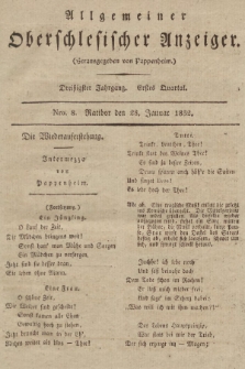 Allgemeiner Oberschlesischer Anzeiger : Blätter zur Besprechung und Förderung provinzieller Interessen zur Belehrung und Unterhaltung. 1832, nr  8