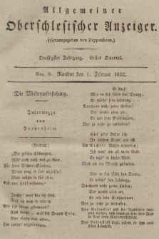 Allgemeiner Oberschlesischer Anzeiger : Blätter zur Besprechung und Förderung provinzieller Interessen zur Belehrung und Unterhaltung. 1832, nr  9