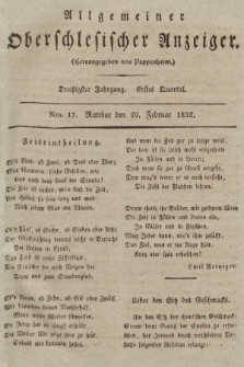 Allgemeiner Oberschlesischer Anzeiger : Blätter zur Besprechung und Förderung provinzieller Interessen zur Belehrung und Unterhaltung. 1832, nr  17