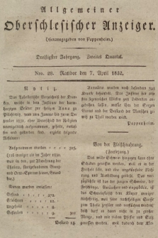 Allgemeiner Oberschlesischer Anzeiger : Blätter zur Besprechung und Förderung provinzieller Interessen zur Belehrung und Unterhaltung. 1832, nr  28