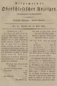 Allgemeiner Oberschlesischer Anzeiger : Blätter zur Besprechung und Förderung provinzieller Interessen zur Belehrung und Unterhaltung. 1832, nr  31