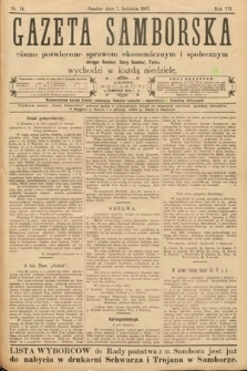 Gazeta Samborska : pismo poświęcone sprawom ekonomicznym i społecznym okręgu: Sambor, Stary Sambor, Turka. 1907, nr 14