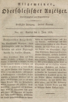 Allgemeiner Oberschlesischer Anzeiger : Blätter zur Besprechung und Förderung provinzieller Interessen zur Belehrung und Unterhaltung. 1832, nr  44
