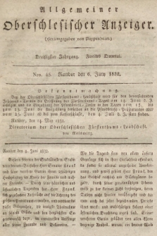 Allgemeiner Oberschlesischer Anzeiger : Blätter zur Besprechung und Förderung provinzieller Interessen zur Belehrung und Unterhaltung. 1832, nr  45