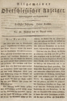 Allgemeiner Oberschlesischer Anzeiger : Blätter zur Besprechung und Förderung provinzieller Interessen zur Belehrung und Unterhaltung. 1832, nr  66