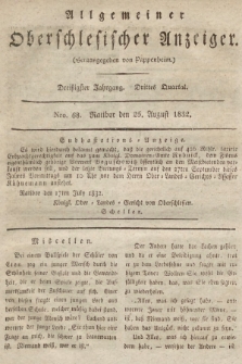 Allgemeiner Oberschlesischer Anzeiger : Blätter zur Besprechung und Förderung provinzieller Interessen zur Belehrung und Unterhaltung. 1832, nr  68