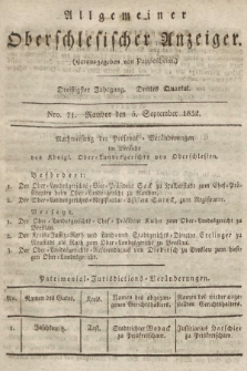 Allgemeiner Oberschlesischer Anzeiger : Blätter zur Besprechung und Förderung provinzieller Interessen zur Belehrung und Unterhaltung. 1832, nr  71