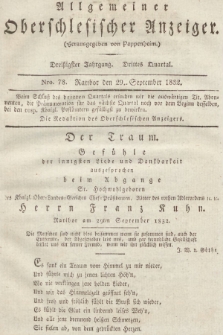 Allgemeiner Oberschlesischer Anzeiger : Blätter zur Besprechung und Förderung provinzieller Interessen zur Belehrung und Unterhaltung. 1832, nr  78