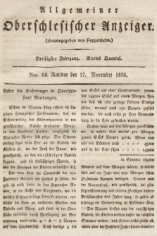 Allgemeiner Oberschlesischer Anzeiger : Blätter zur Besprechung und Förderung provinzieller Interessen zur Belehrung und Unterhaltung. 1832, nr  92